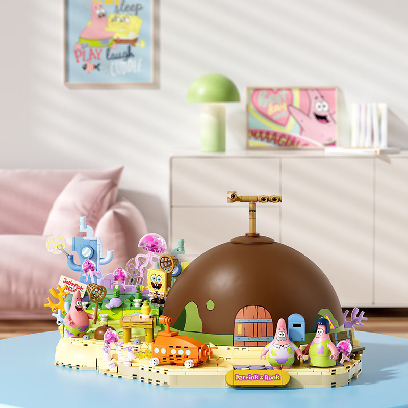 Kids First Education - スポンジボブ パトリック スター ロックハウス 組み立てブロックセット クリエイティブDIY組み立て教育玩具