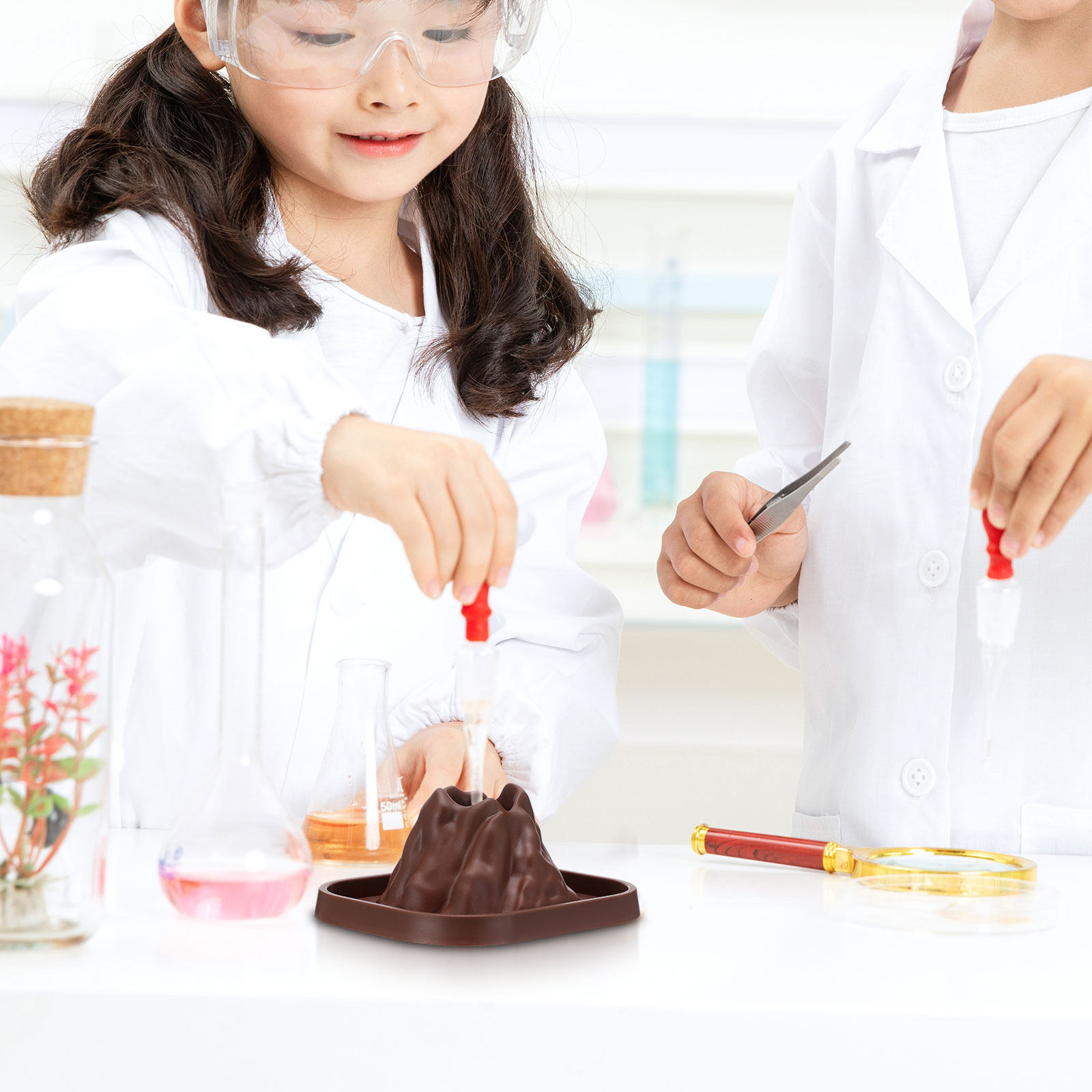 Science Kit Volcano - 10個入り火山型キット DIY科学プロジェクト用 明るくリアルな教育用ギフト 子供向け実験室実験 火山探検