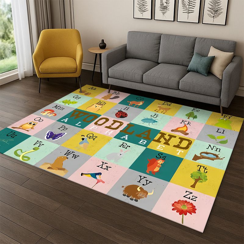 Abc Kids Early Education - アルファベットABC早期教育漫画キッズプレイルーム子供用クロールカーペットラグ寝室リビングルームソファ滑り止めホームデコレーション