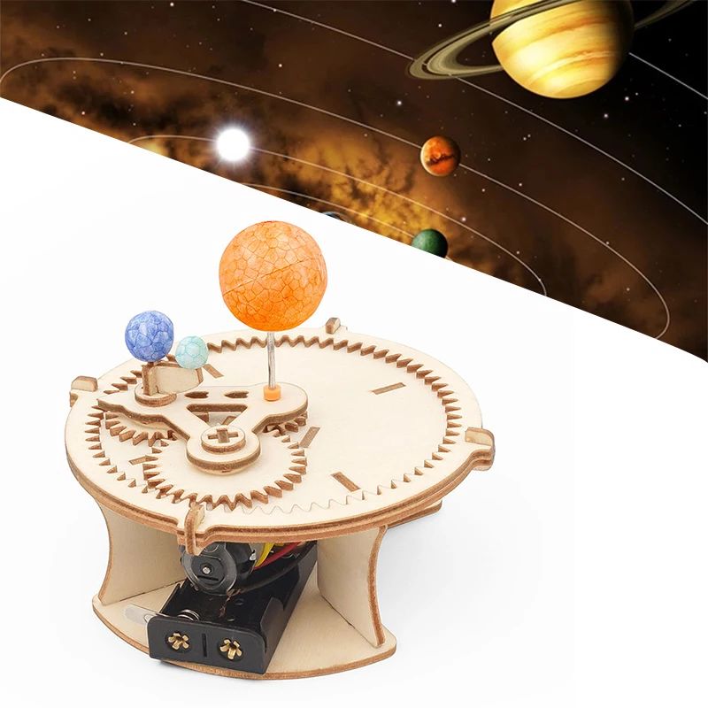 Solar System Model - DIYソーラーシステム天文学太陽地球月惑星模型木製機械セット 科学普及・パズル玩具