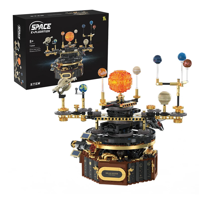 Solar System Model - ビルディングブロック STEM、テクニカルソーラーシステムオーレリーモデルキット、1098ピース電灯付きスペースMOCブリック、科学玩具ギフト