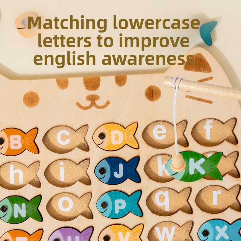 Abc Kids Early Education - 木製磁気釣りゲーム キッズABC数字アルファベットマッチング モンテッソーリ早期教育 親子玩具