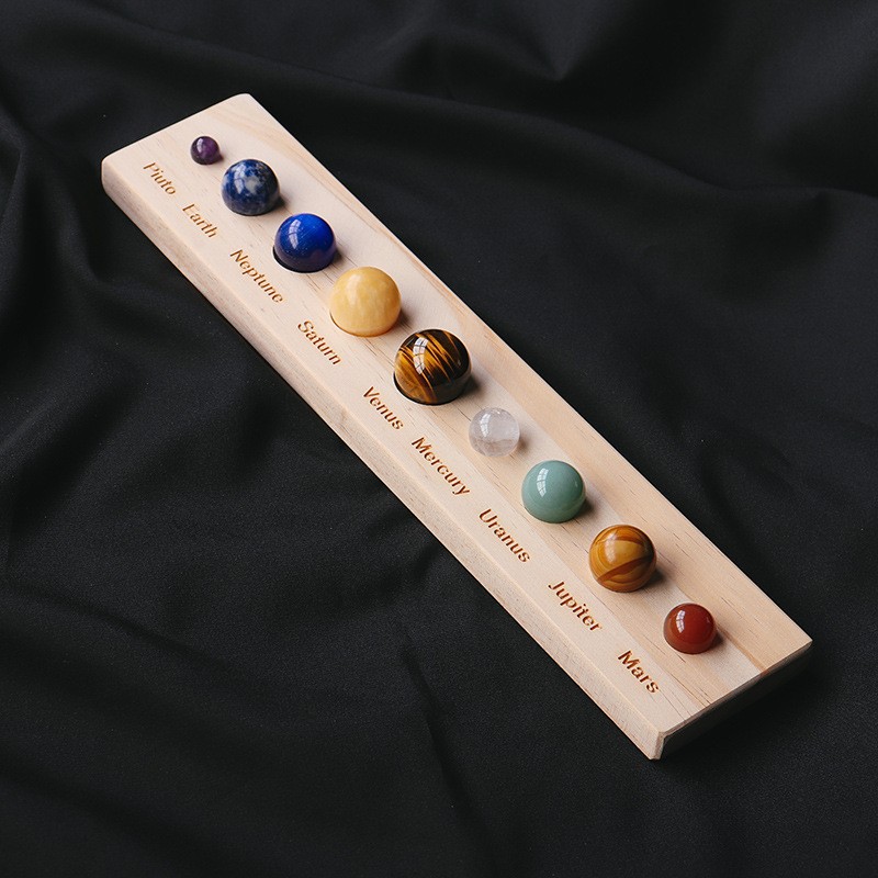 Solar System Model - ソーラーシステムのクリスタル球惑星,惑星の装飾,モダンな大理石の惑星,チャクラジェムストーン