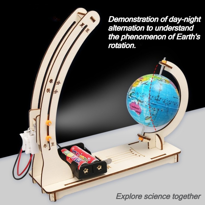 Solar System Model - DIY地球模型昼夜循環サイクル科学キットSTEM教育用地球儀おもちゃ教室物理学学習木製手作りおもちゃ