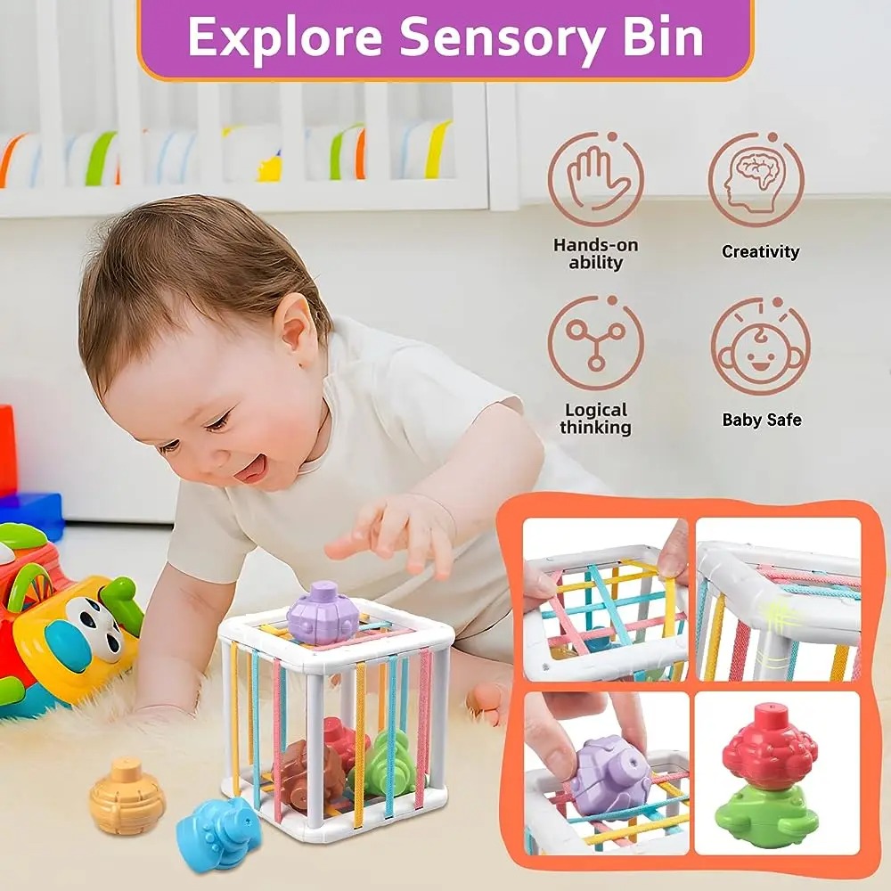 虹色のモンテッソーリ形状選別キューブ 赤ちゃん幼児用ブロック - Kids Education Things のレビューと価格