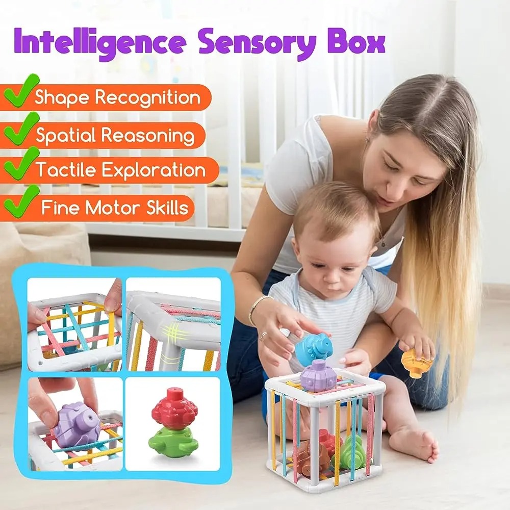 虹色のモンテッソーリ形状選別キューブ 赤ちゃん幼児用ブロック - Kids Education Things のレビューと価格