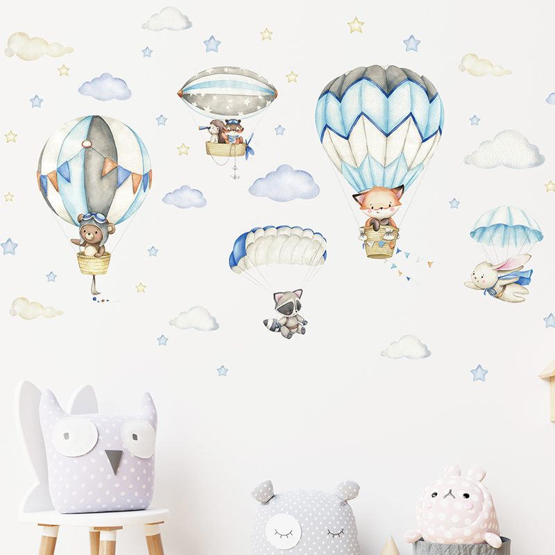 漫画かわいい動物熱気球ウォールステッカーキッズルームベビー保 - Kids Education Quotes のレビューと価格