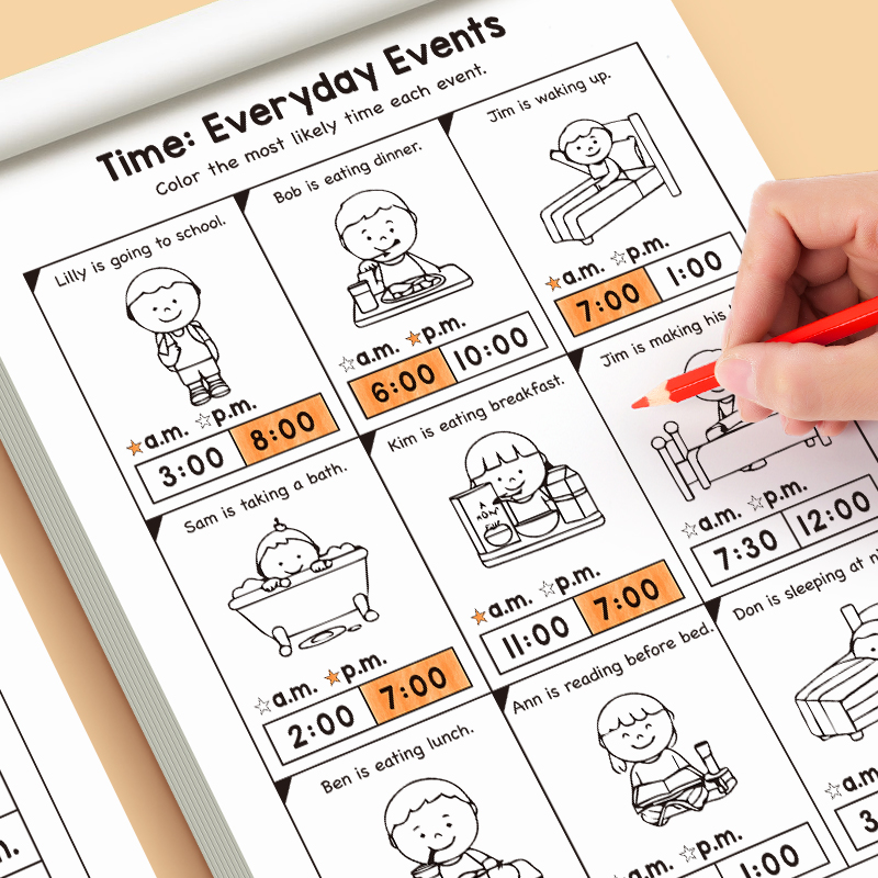 子供向け時間の読み方ワークブック |   32ページの時間の - Learning Workbook Preschool のレビューと価格