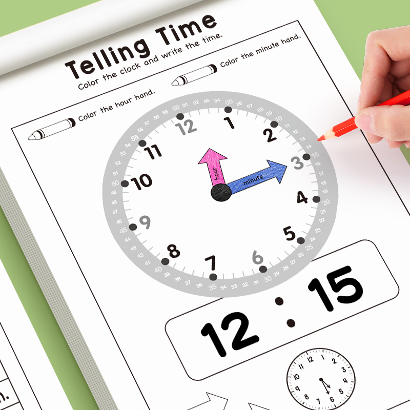 子供向け時間の読み方ワークブック |   32ページの時間の - Learning Workbook Preschool のレビューと価格