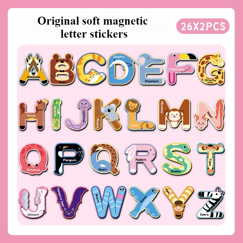 52個のアルファベット磁気冷蔵庫ステッカー、かわいい漫画の動 - Abc Kids Early Education のレビューと価格