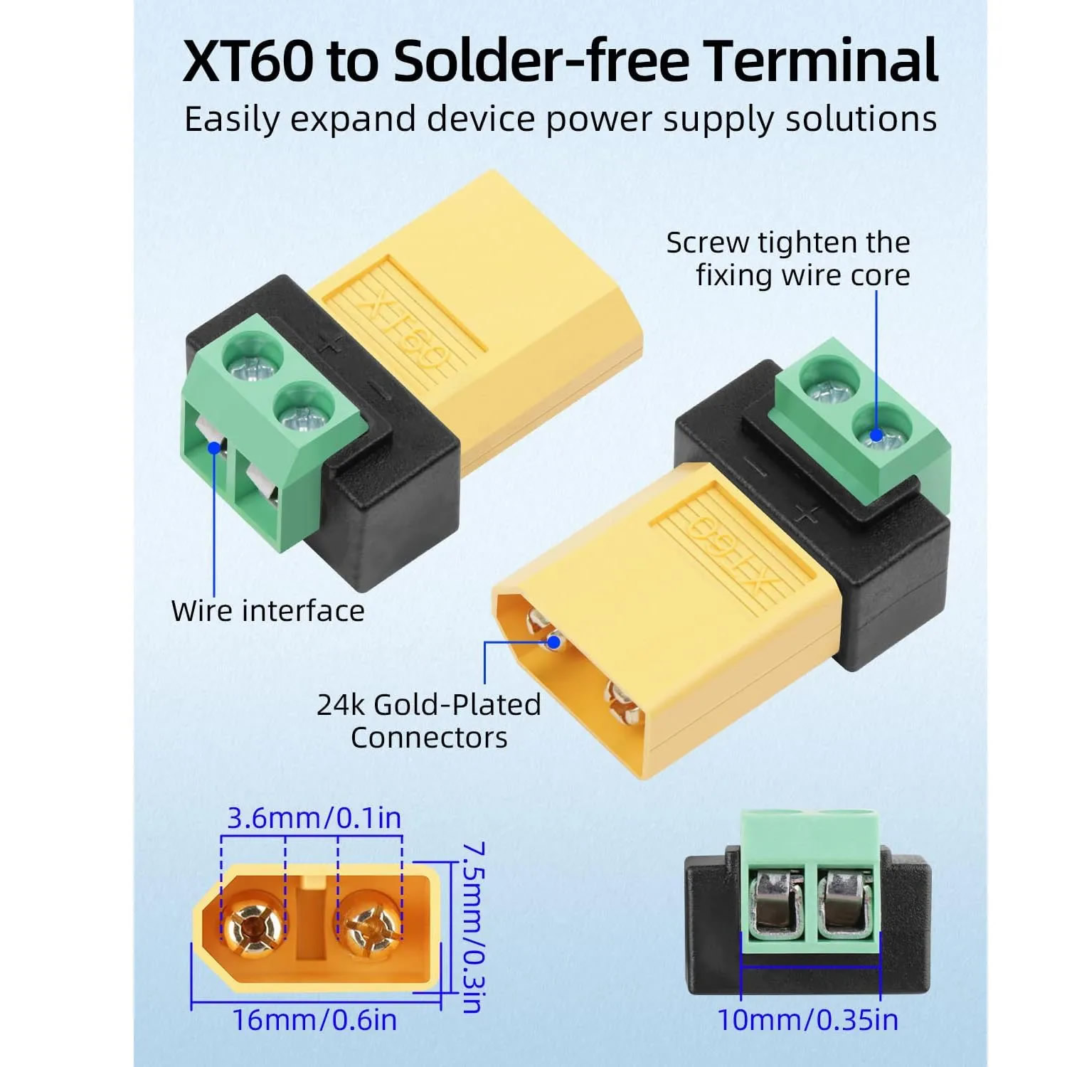 はんだ不要の2ピン-XT60オス-メスアダプターコネクター、 - Solar System Model のレビューと価格