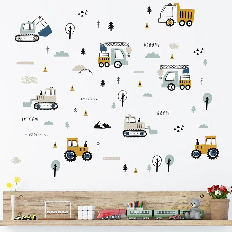 手描きのかわいい車貨物トラックの壁のステッカーキッズルーム車 - Kids Education Quotes のレビューと価格
