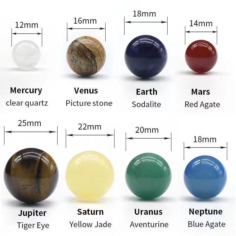 天然水晶 8 9 惑星ボールソーラー太陽系ロック水晶石ビーズ - Solar System Model のレビューと価格