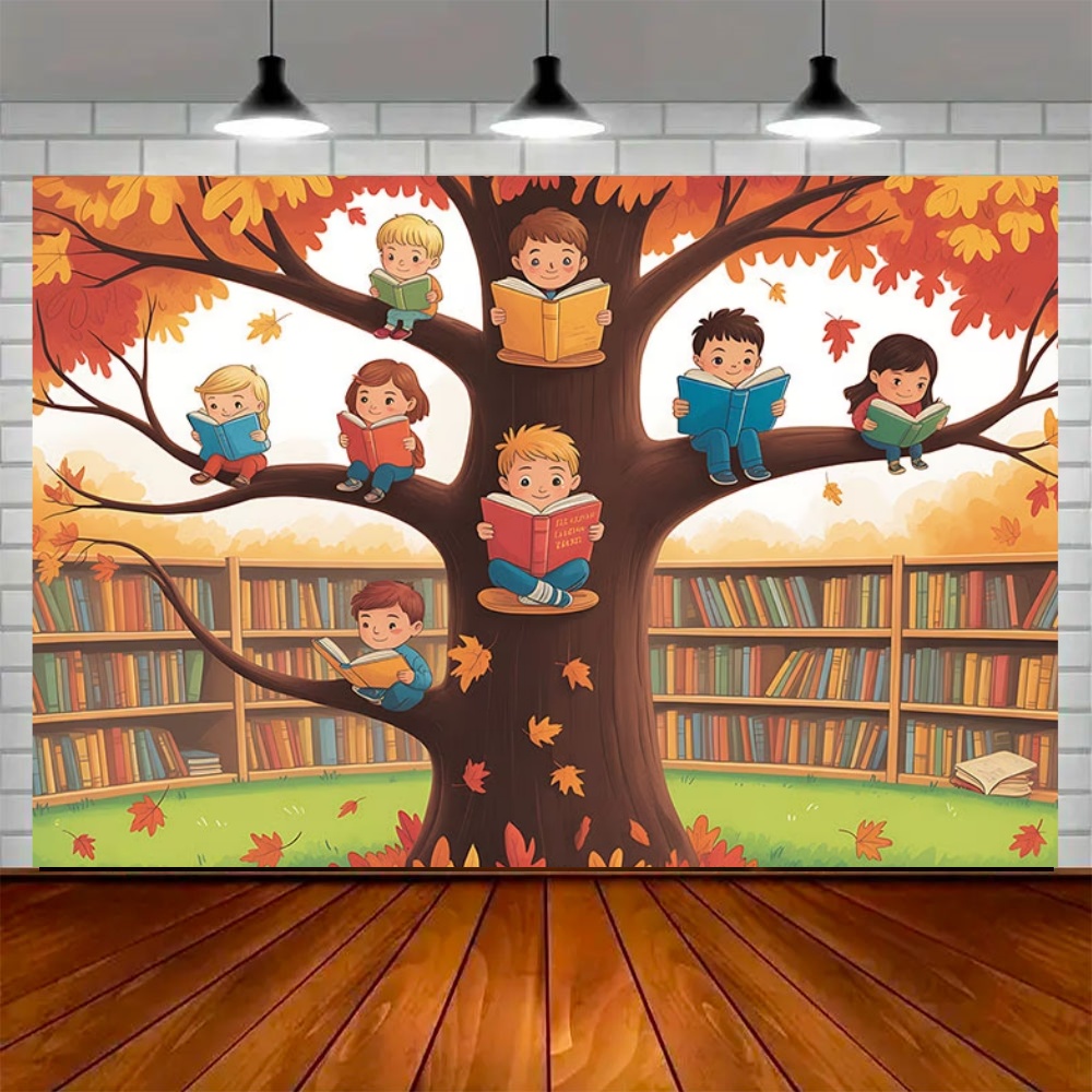 世界秋の読書の日パーティー装飾背景 メープルツリー リンゴ  - Background For Kids Education のレビューと価格