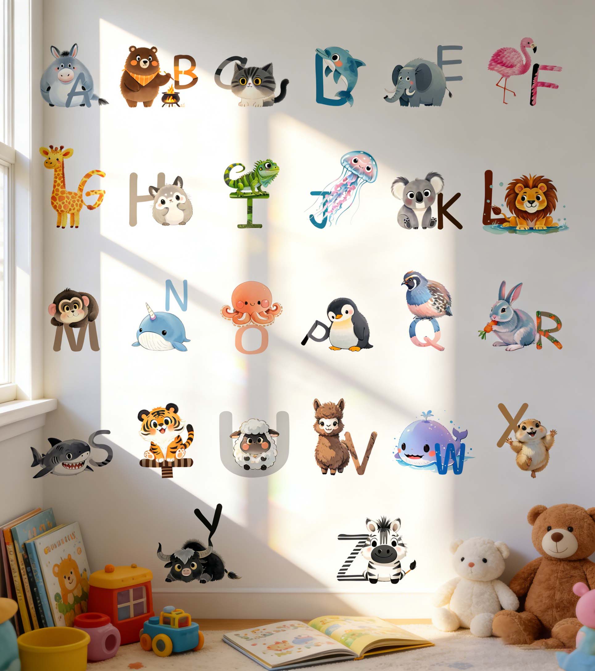26 文字英語アルファベットウォールステッカー漫画動物早期教 - Kids Education Center のレビューと価格