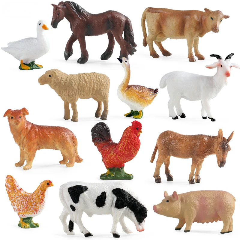 教育教材家禽動物ミニモデル牛鶏アヒルガチョウ豚ヤギシミュレー - Kids First Education のレビューと価格