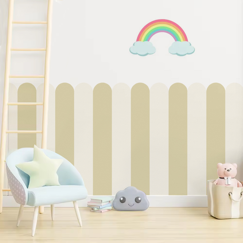 マルチカラー縦ストライプアーク壁紙保育園子供壁アートキッズル - Kids Education Quotes のレビューと価格